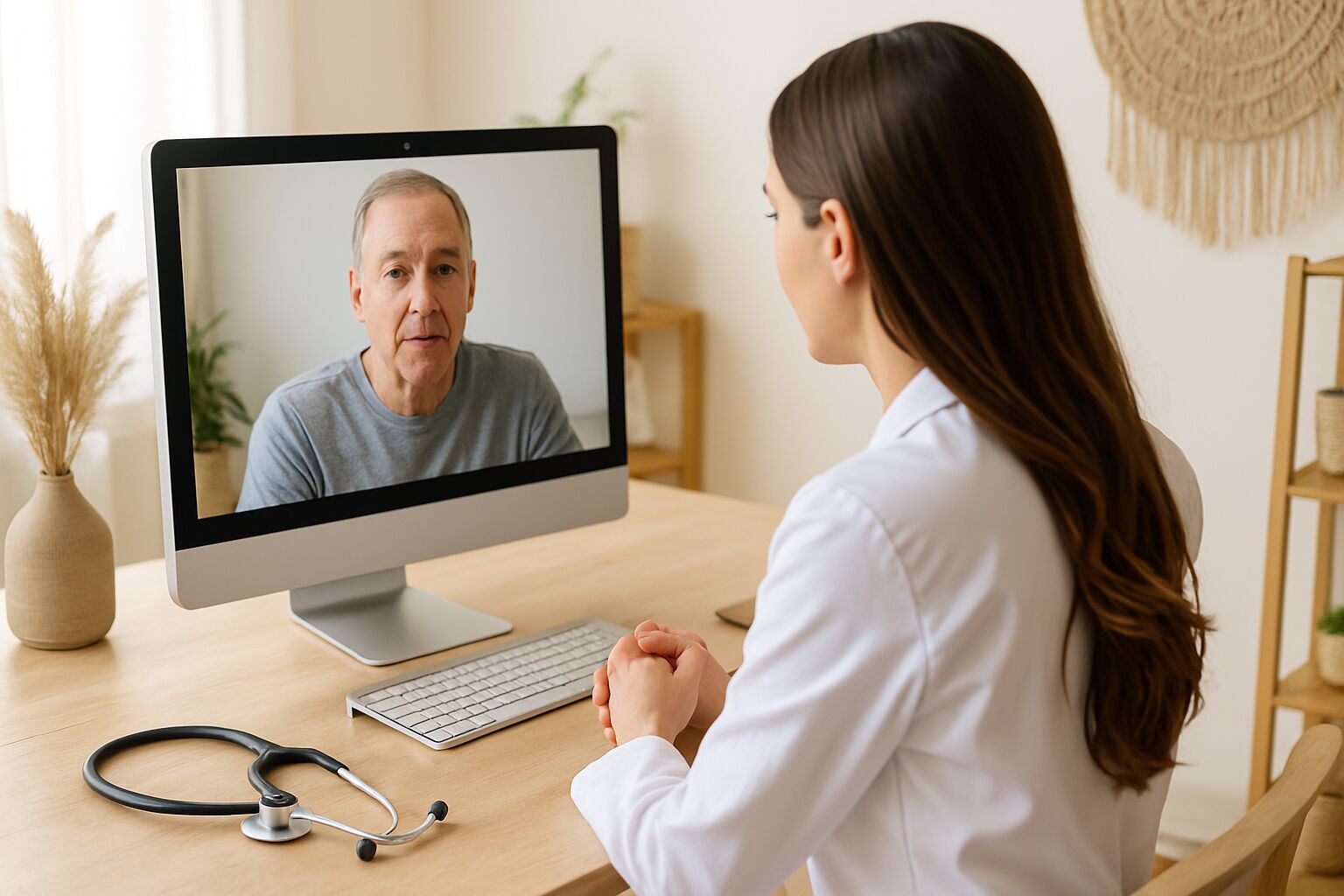 Dr. Long on a telehealth video visit